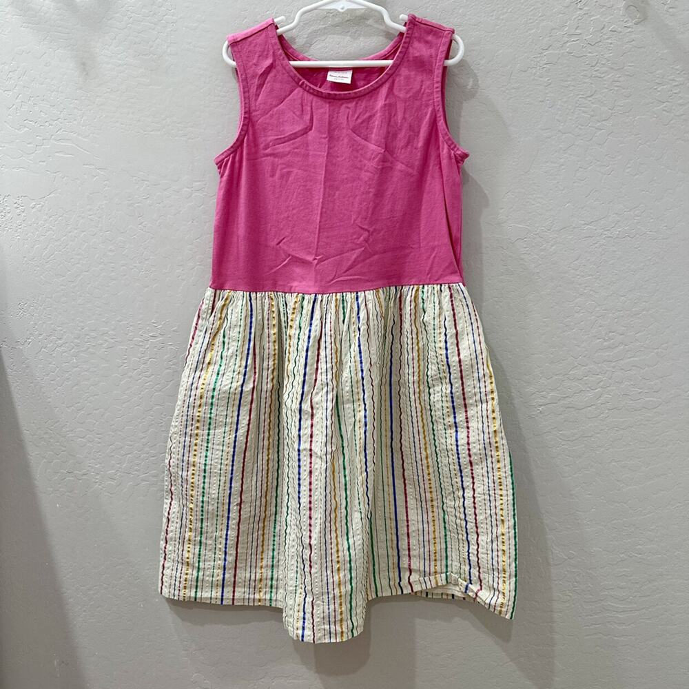 Hanna Andersson Pink Metallic Stripe Tank Dress